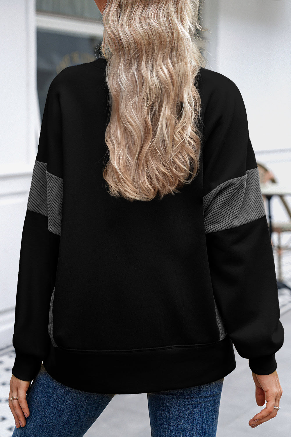 Black Corduroy Side Slit Sweatshirt September.