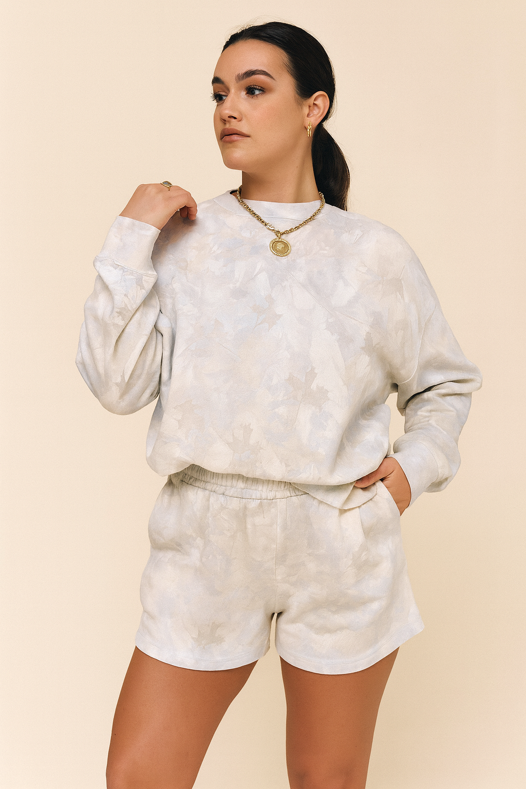 Beige Camo Pullover Top Set September.