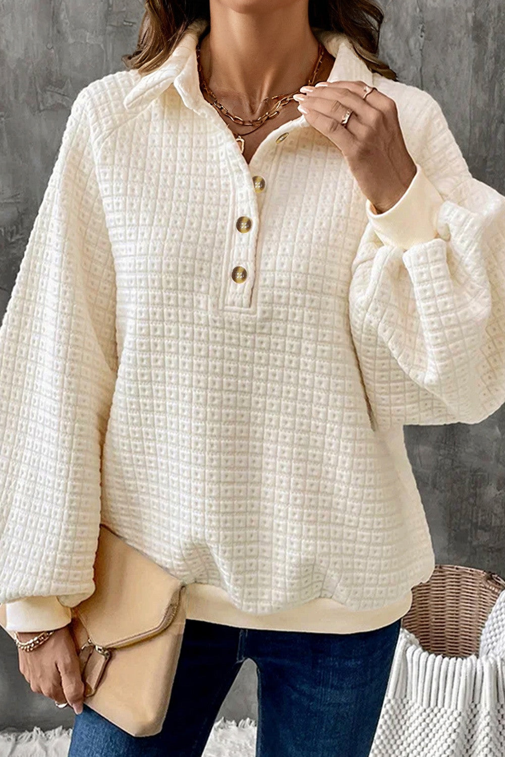 Beige Textured Sweatshirt FB