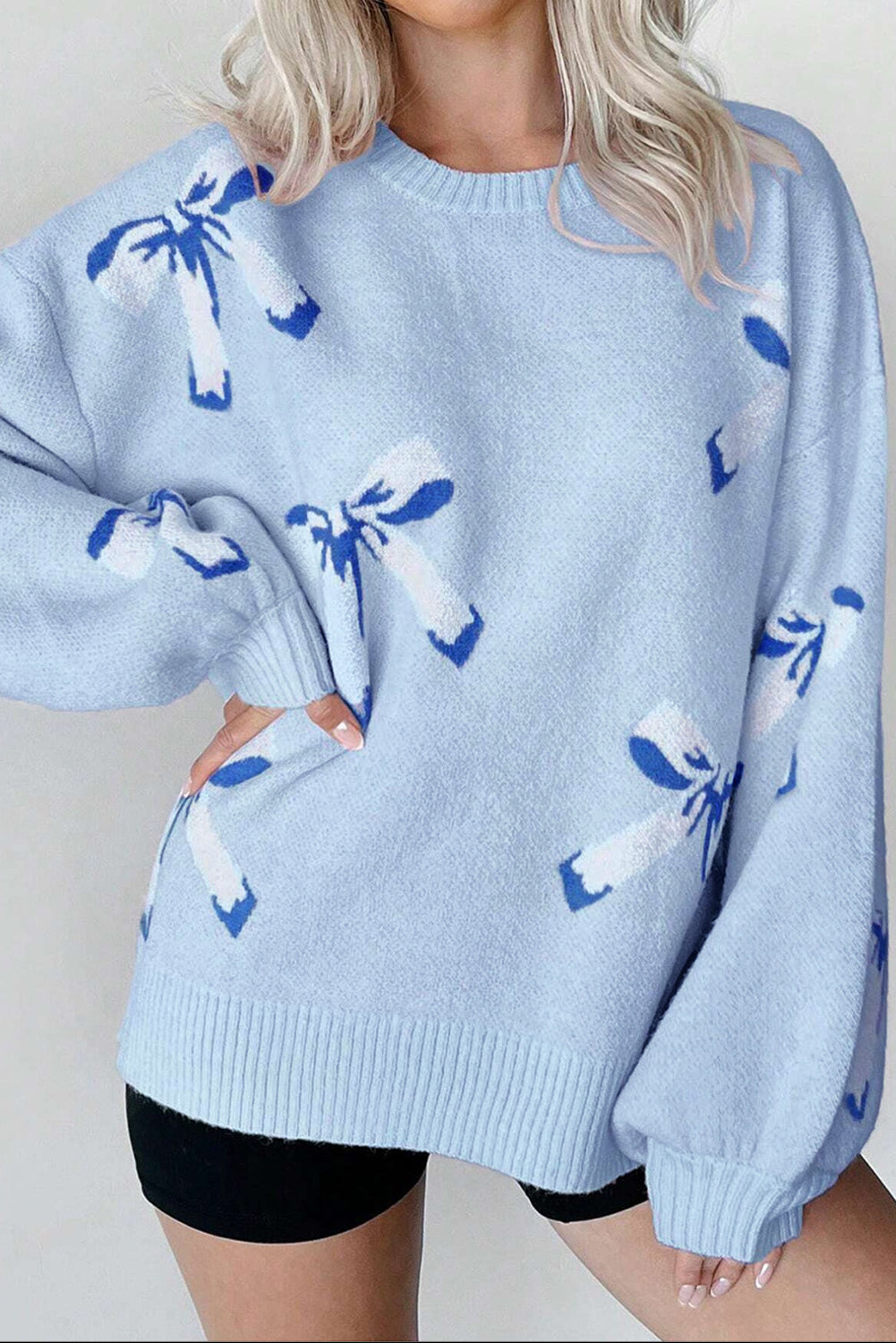 Blue Bow Sweater RTS