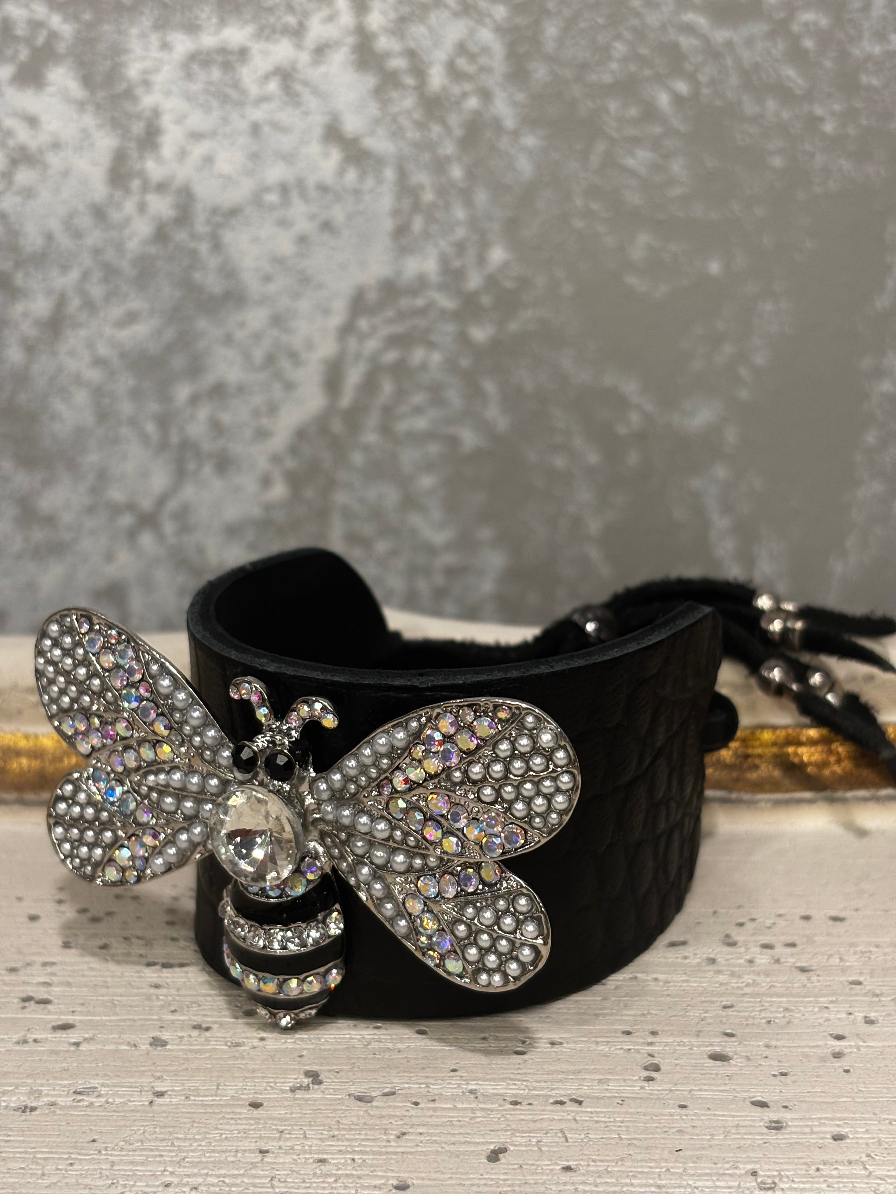 Bee Leather Cuff