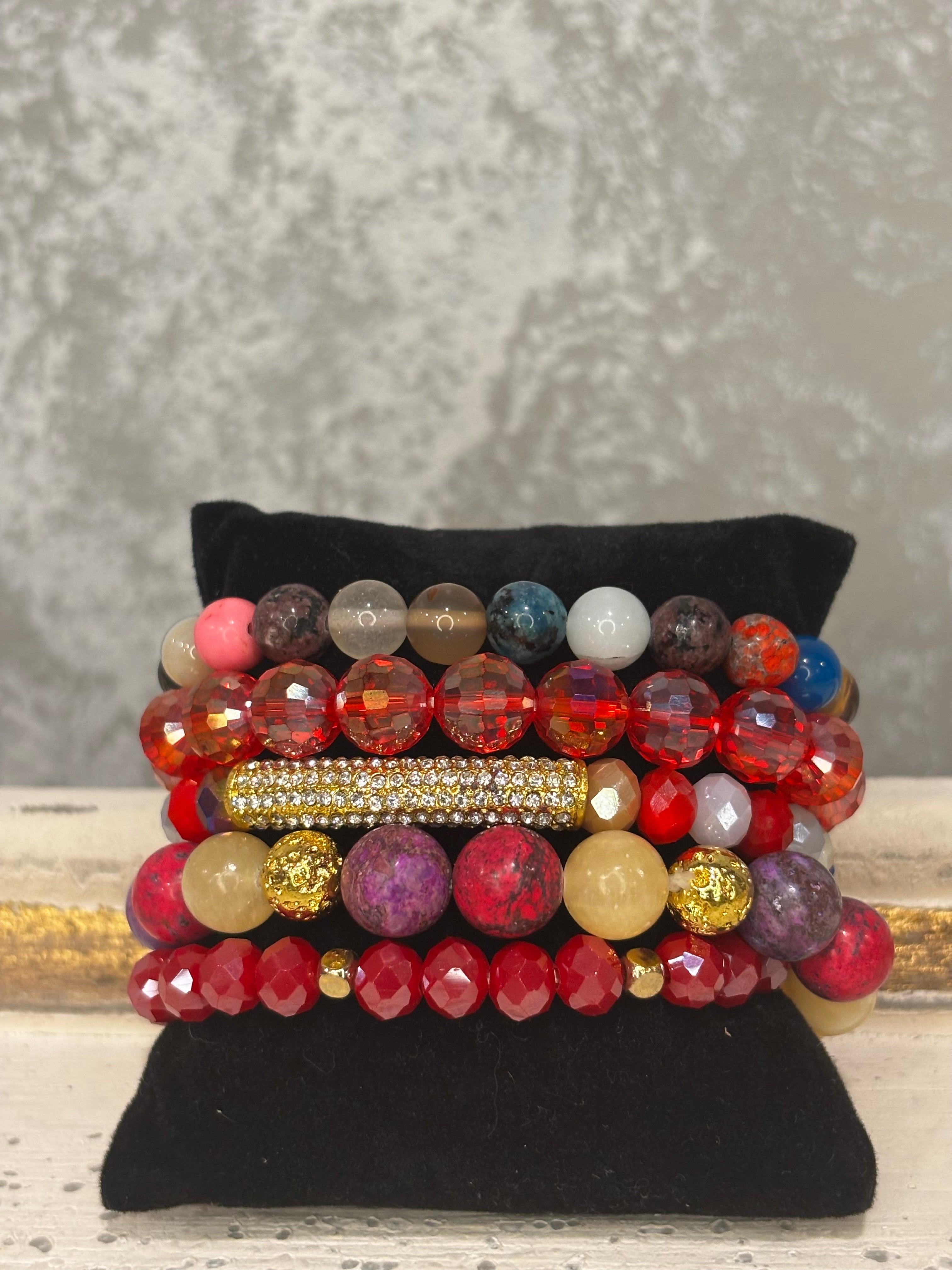 5 Stack Bracelet Red