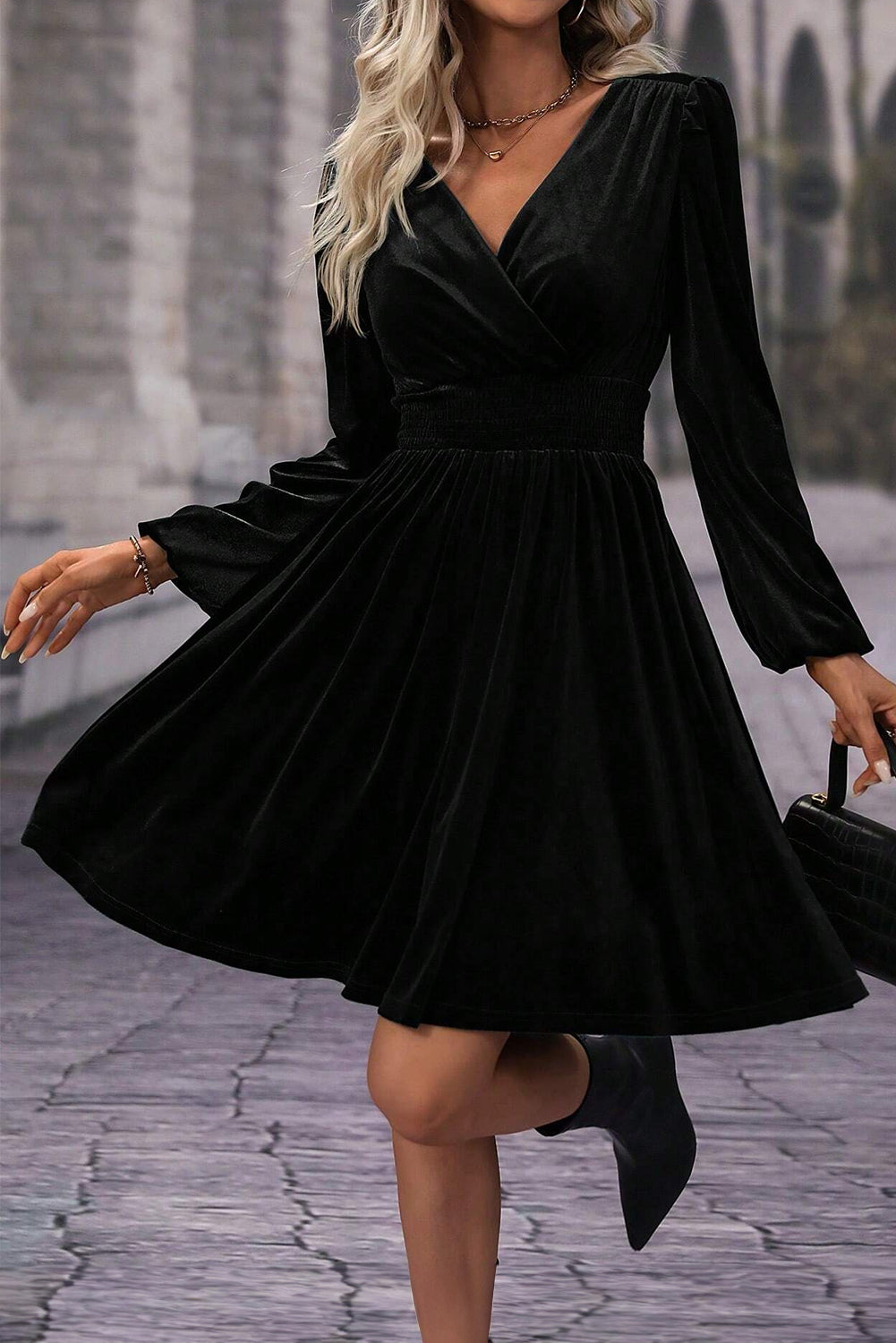 Black Velvet Mini Dress FB