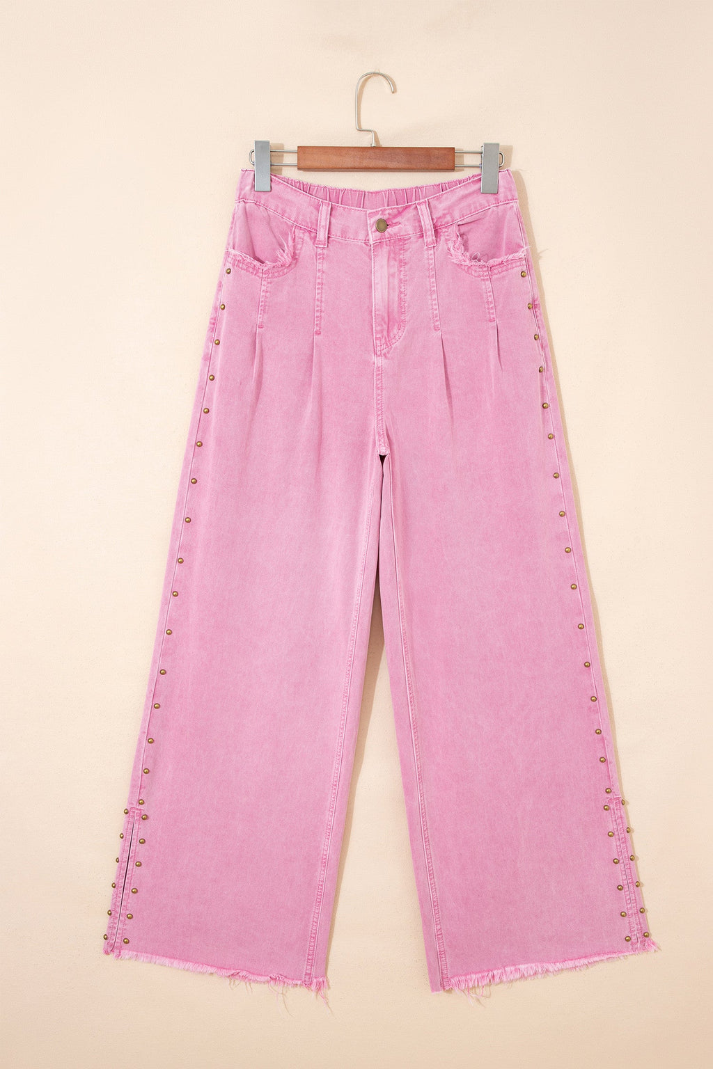 Pink Beaded Detail Loose Jeans