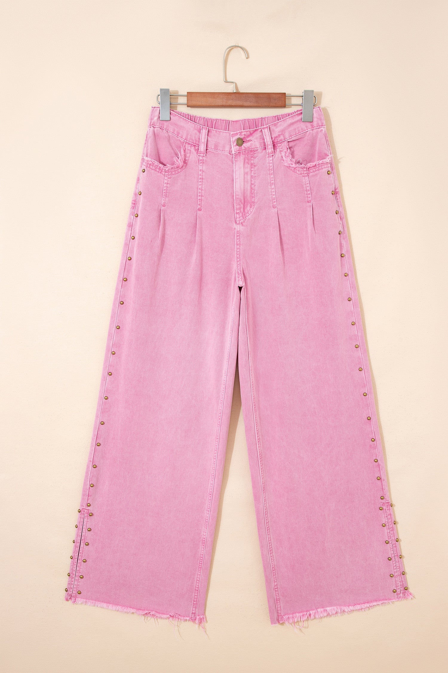 Pink Beaded Detail Loose Jeans