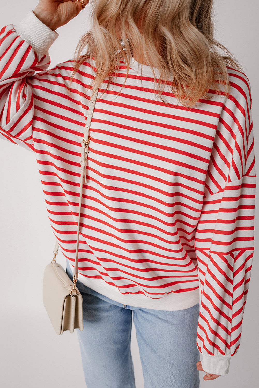 Stripe Crew Neck Loose Sweater FB