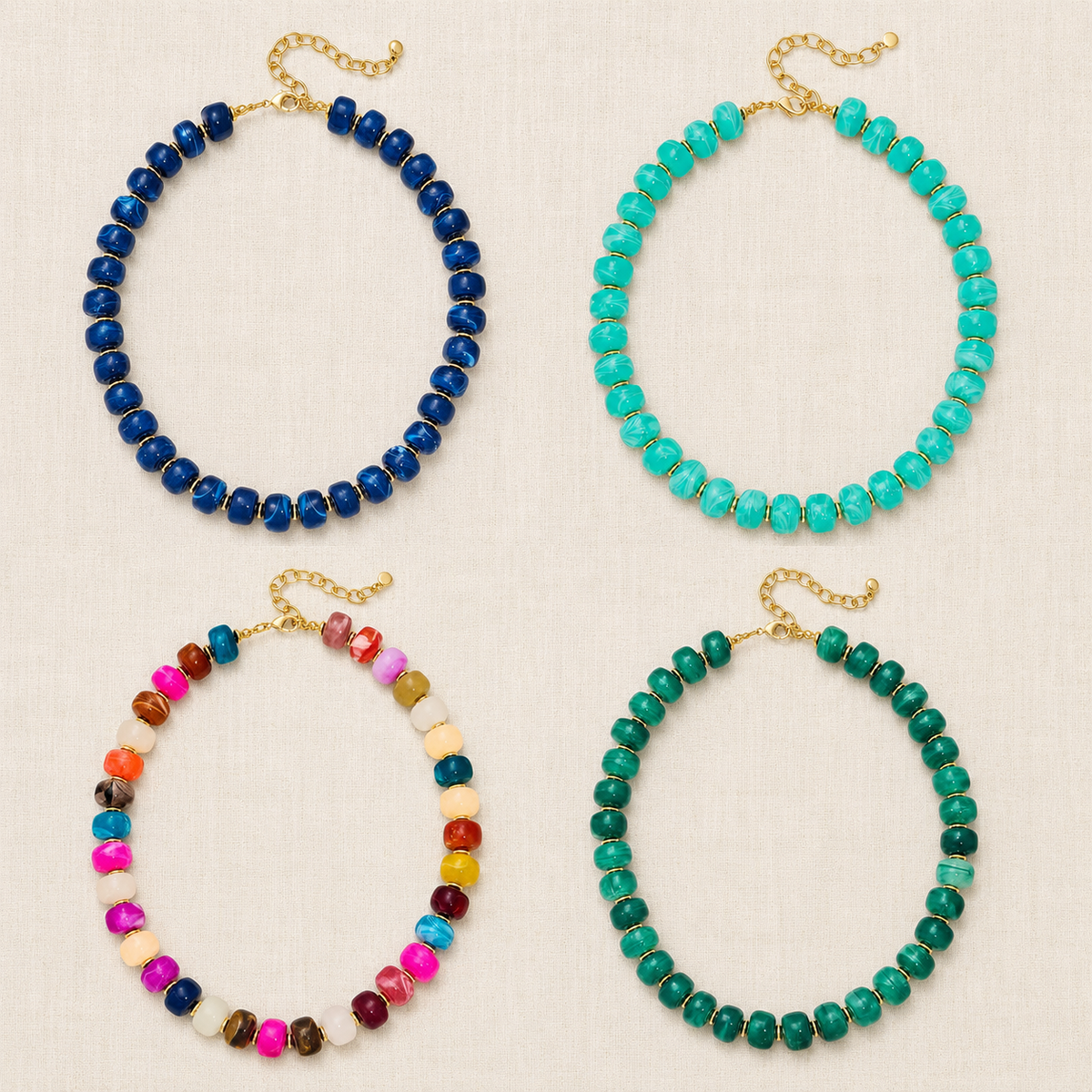 Natural Stone Fall Beaded Necklaces RTS