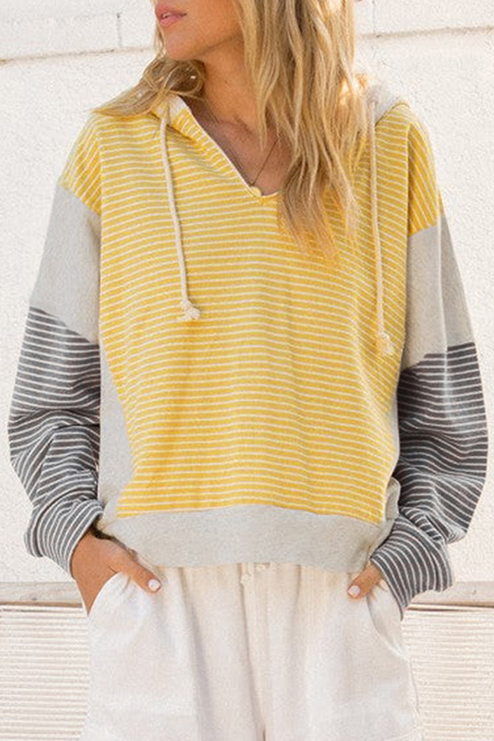 Yellow Stripe Hoodie Top RTS