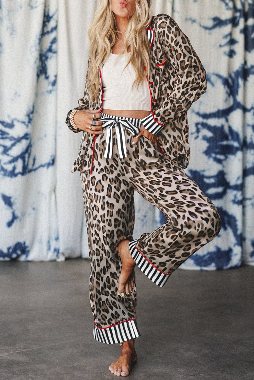 Khaki Leopard Pajama Set RTS