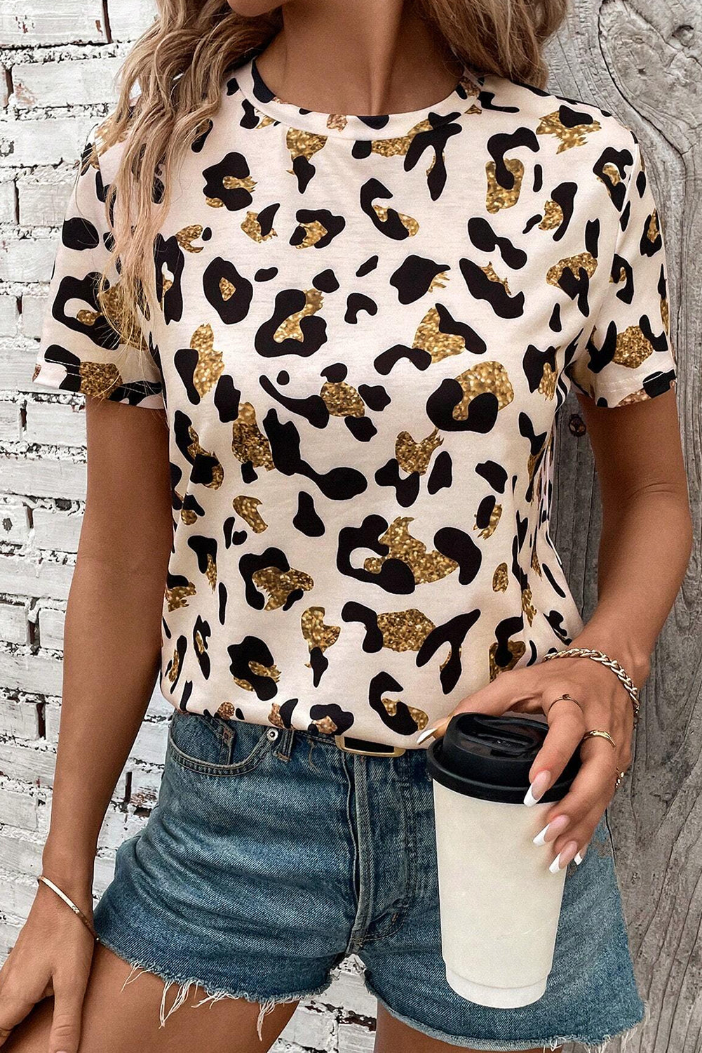 Apricot Leopard Casual Top FB