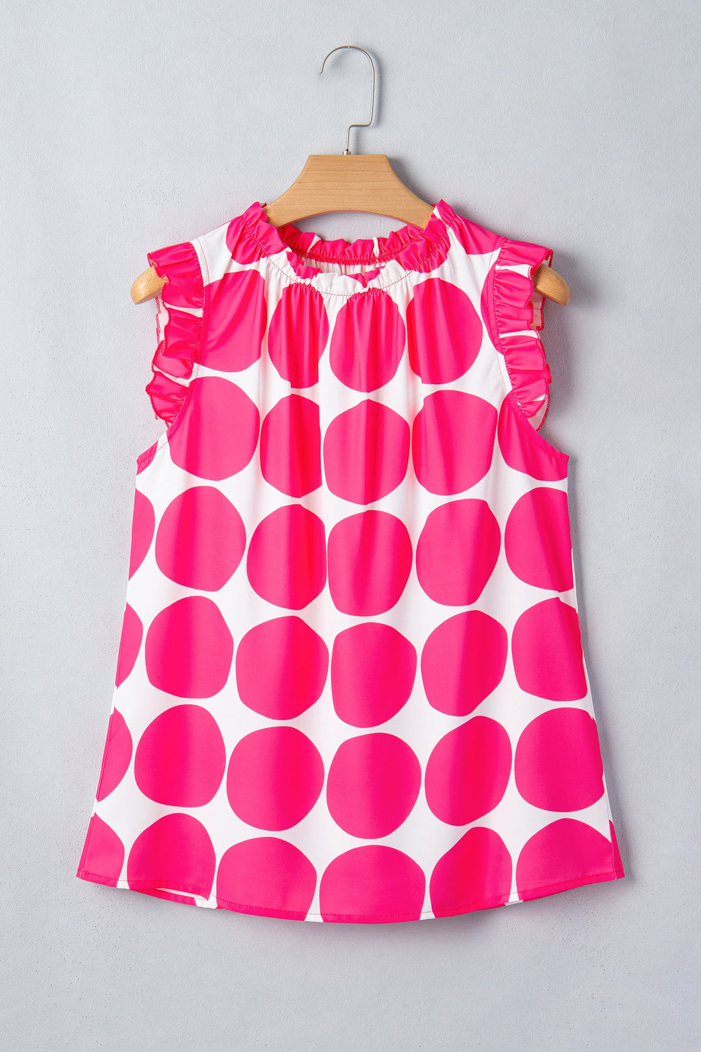 Pink Polka Dot Frilled Tank
