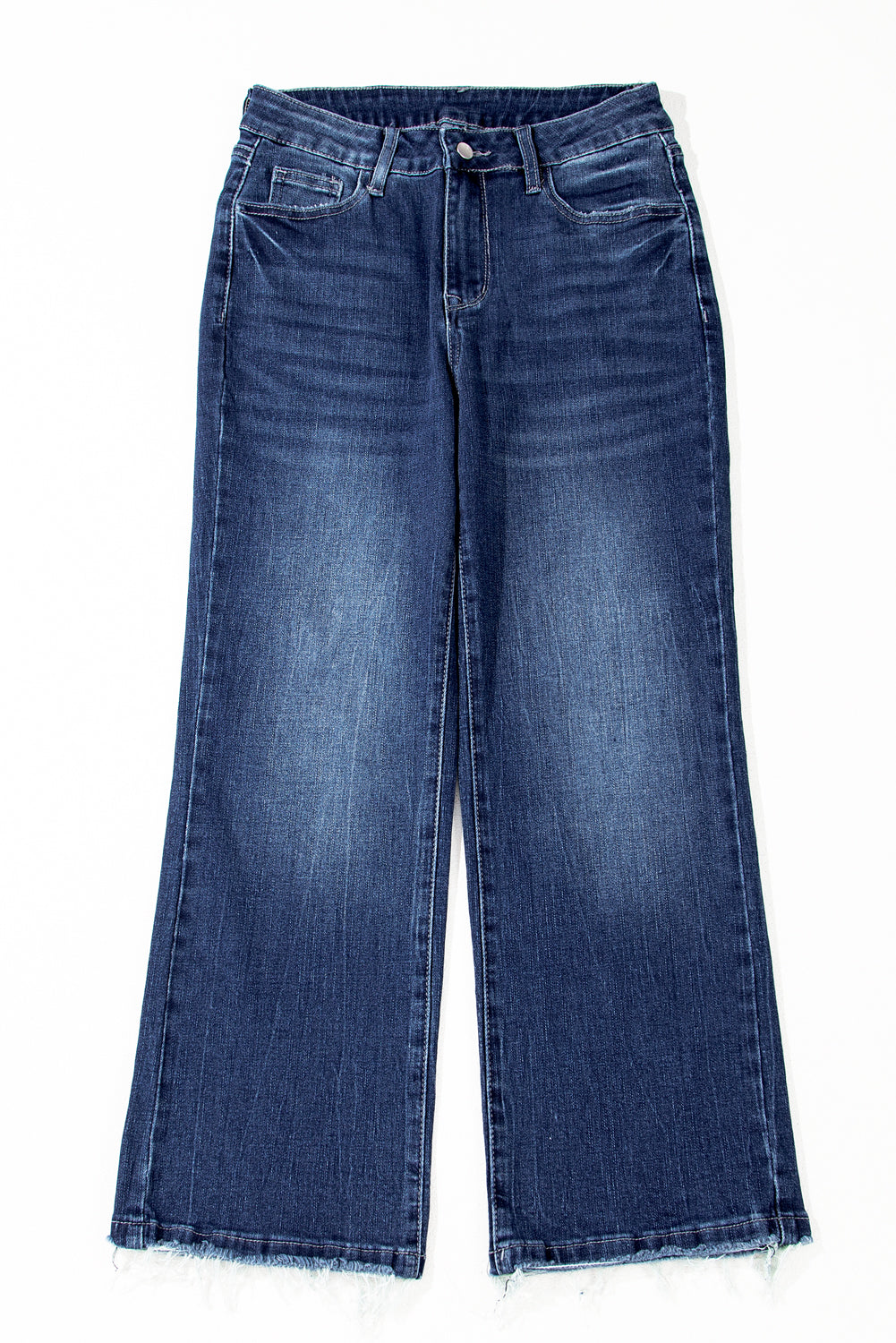 Dark Wash Raw Hem Jeans FB