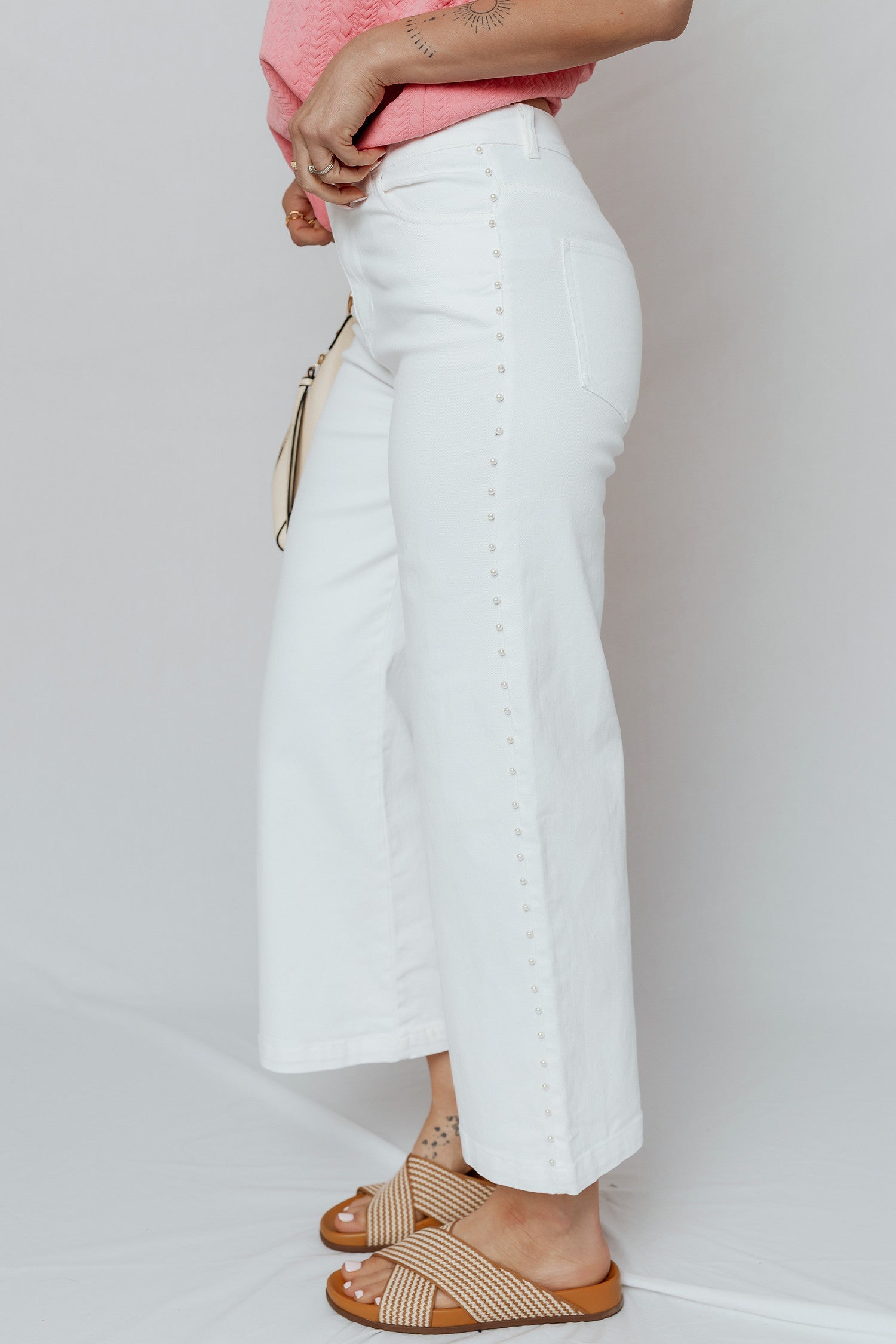 White Pearl Side Seam Jean