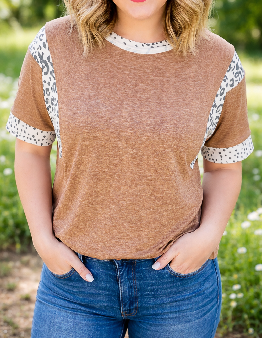 Animal Colorblock Plus Size Top FB