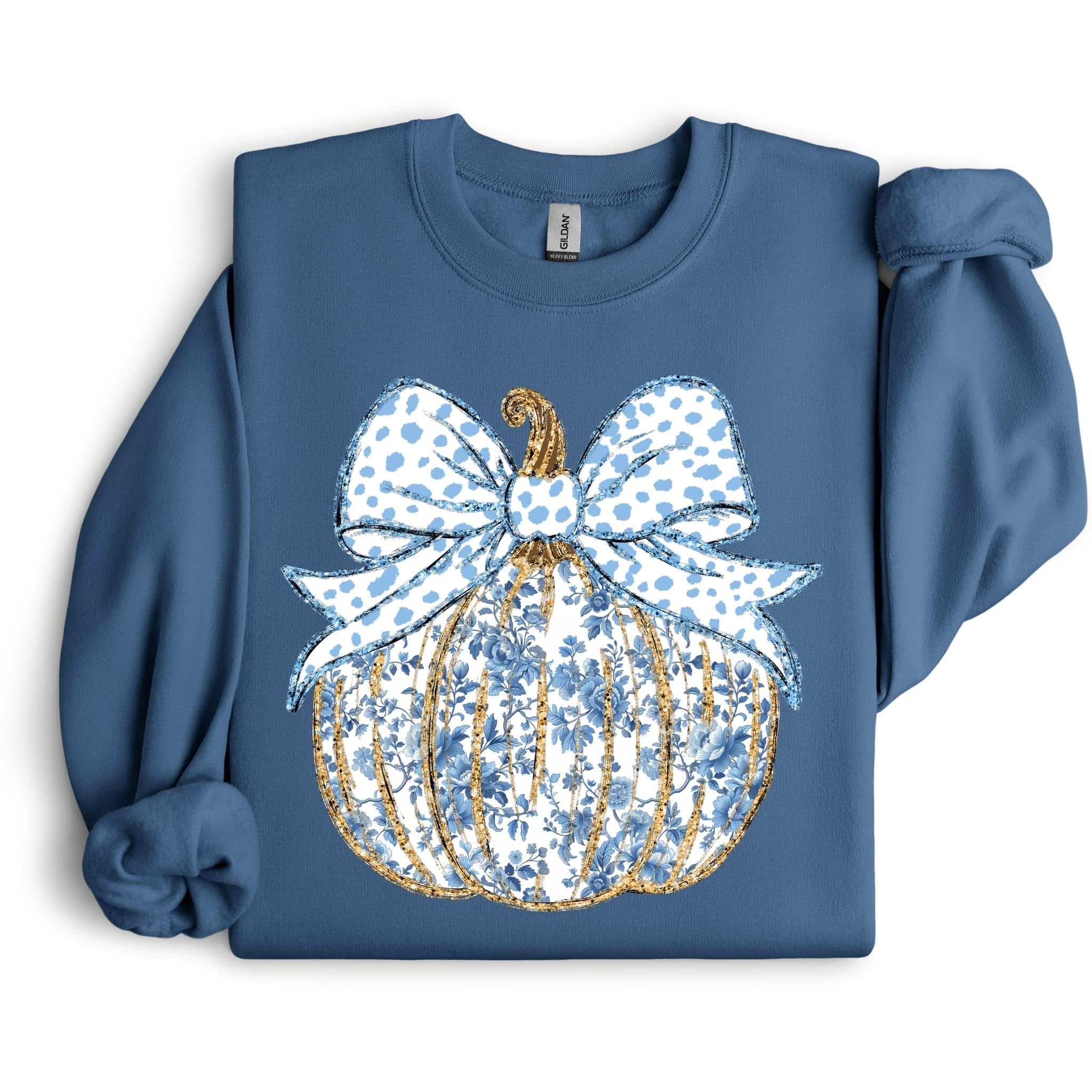 Preppy Blue & White Pumpkin Sweatshirt.