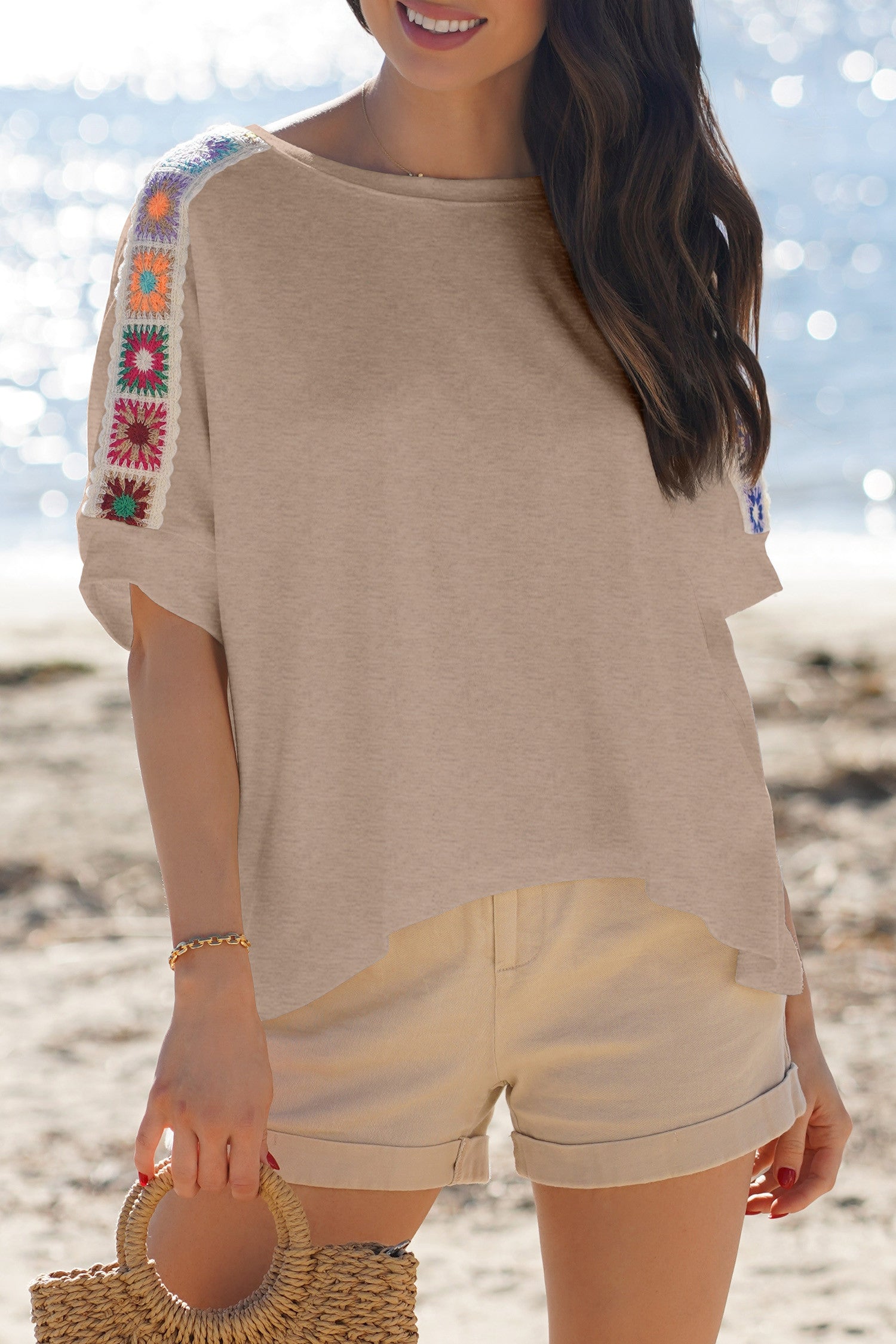 Beige Crochet Loose Top FB