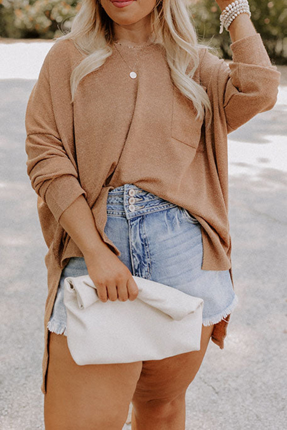 Beige Plus Size Knit Top FB