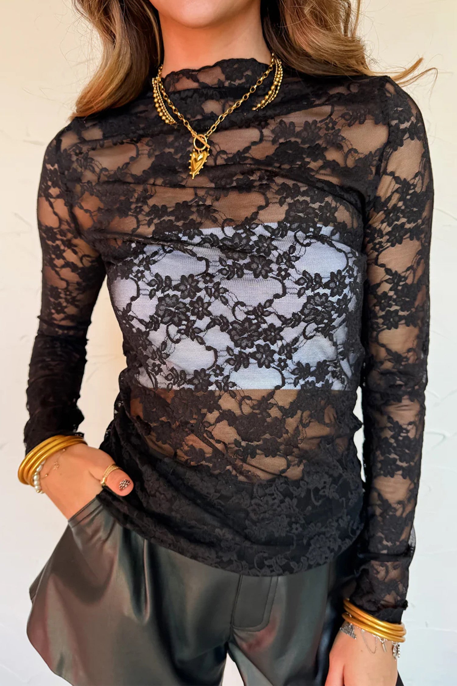 Black Floral Lace Top