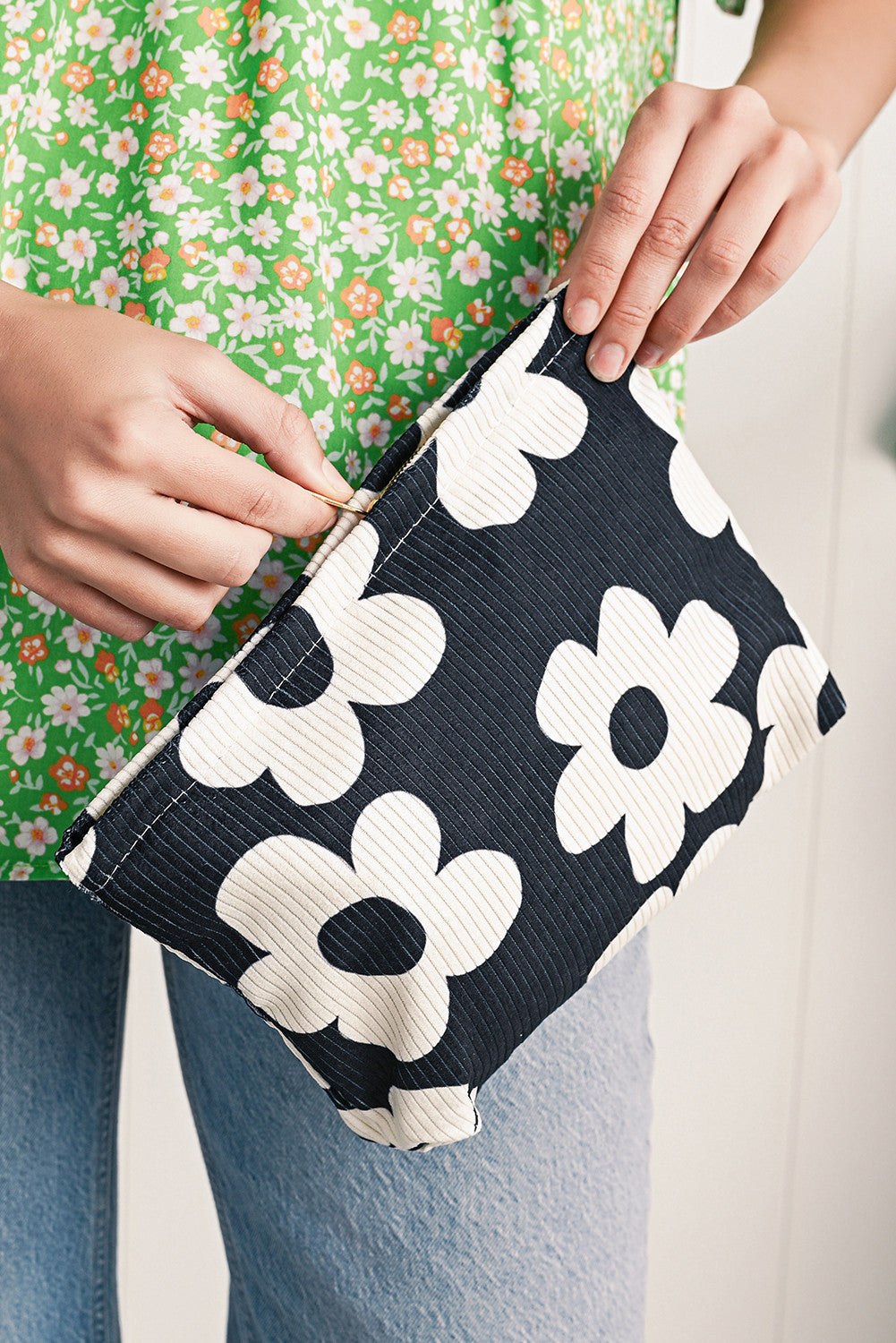 Black Flower Rib Bag FB