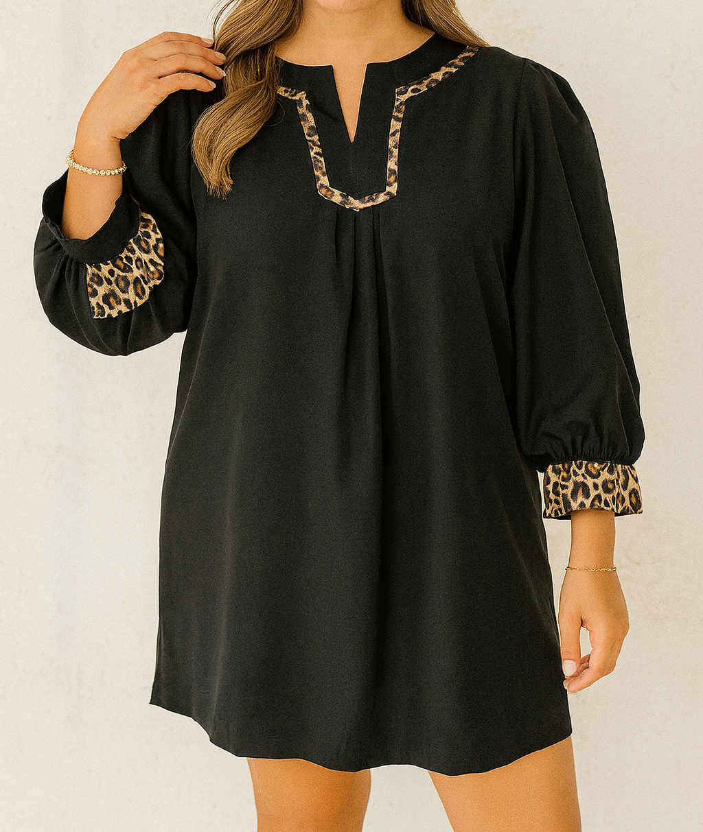 Black Plus Size Leopard Dress FB