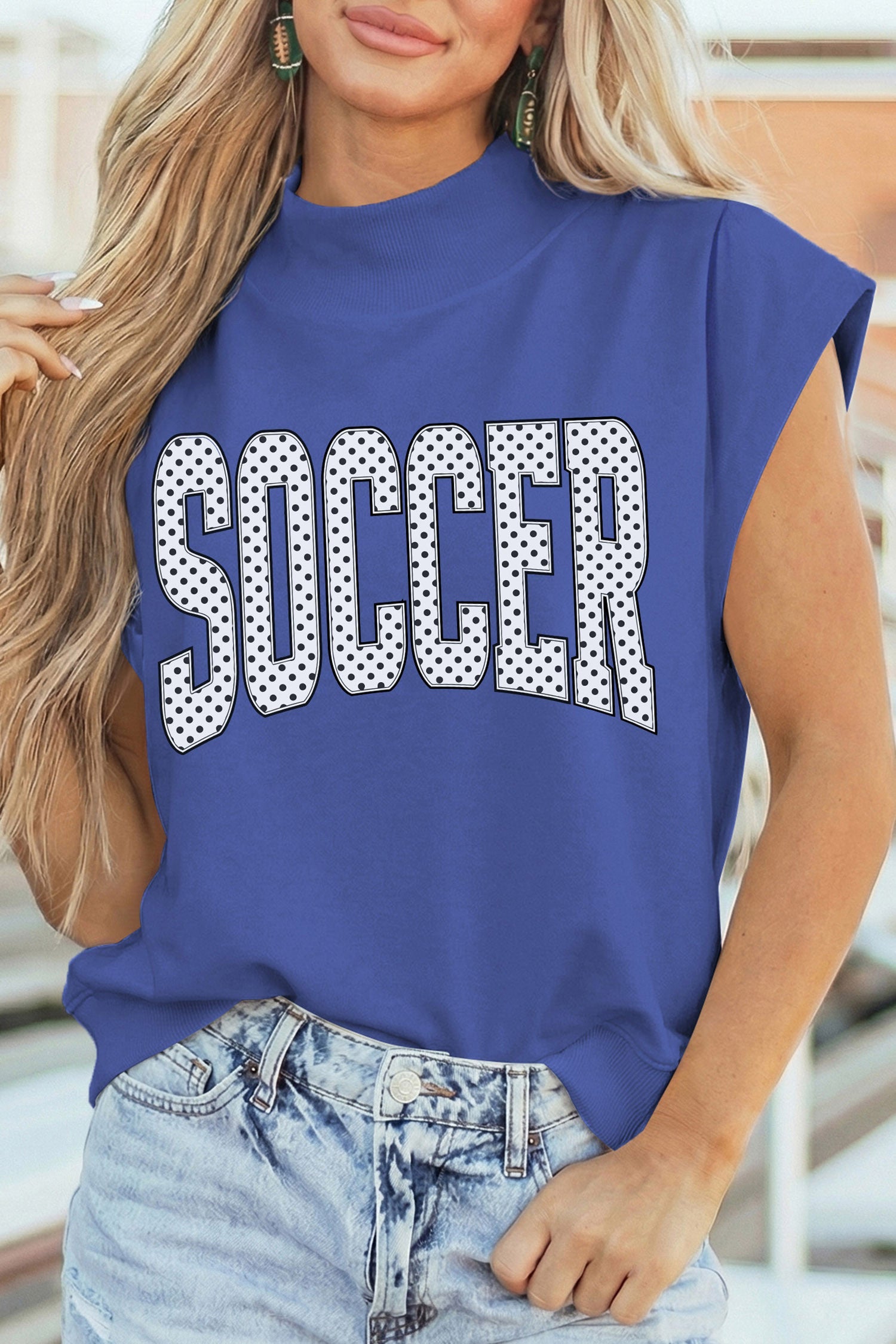 Blue Polka Dot SOCCER Top