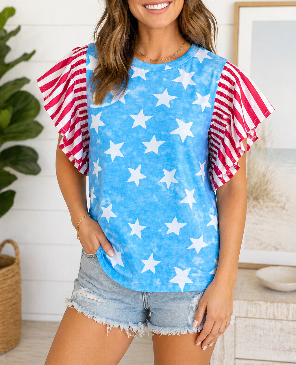 Blue Vintage Star Top