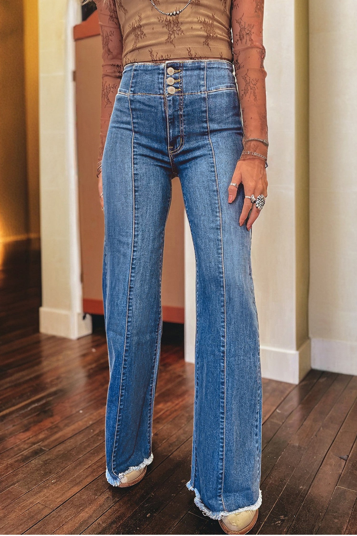 Blue High Waist Flare Jeans FB