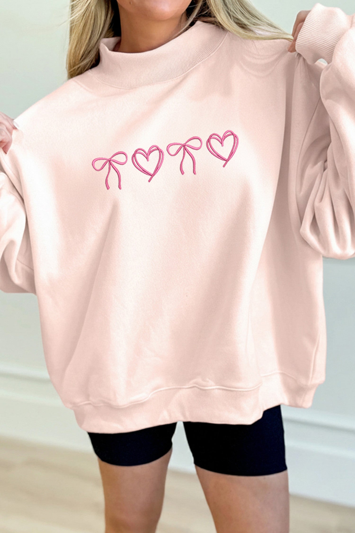 Bow Heart Embroidered Sweatshirt FB