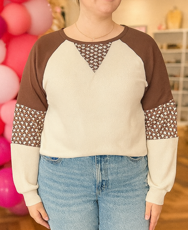 Brown Floral Patchwork Top FB