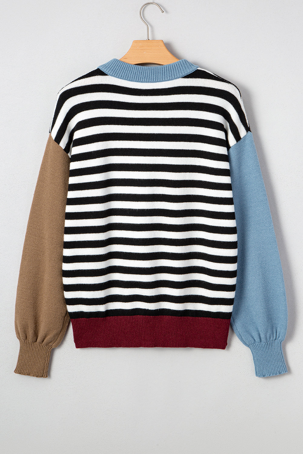 Colorblock Stripe Panel Sweater