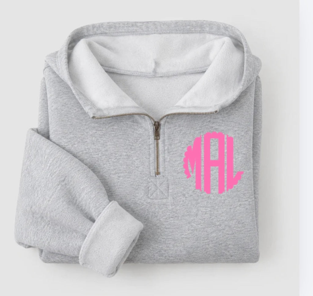 Monogram Fleece Lined Half Zip Pullover