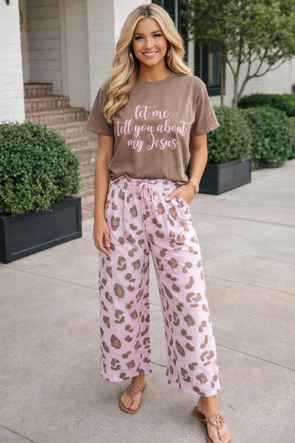 Drawstring Leopard Pants