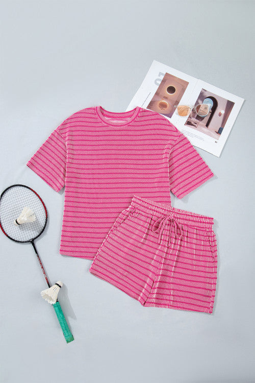 Stripe Raised Rib Shortie Set