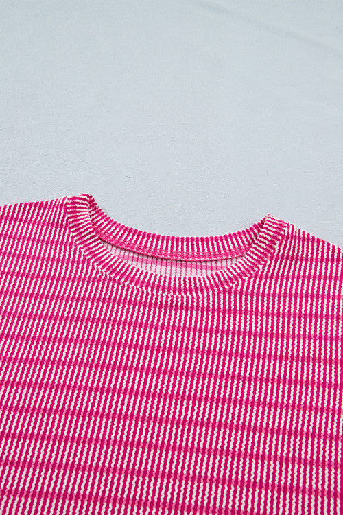 Stripe Raised Rib Shortie Set