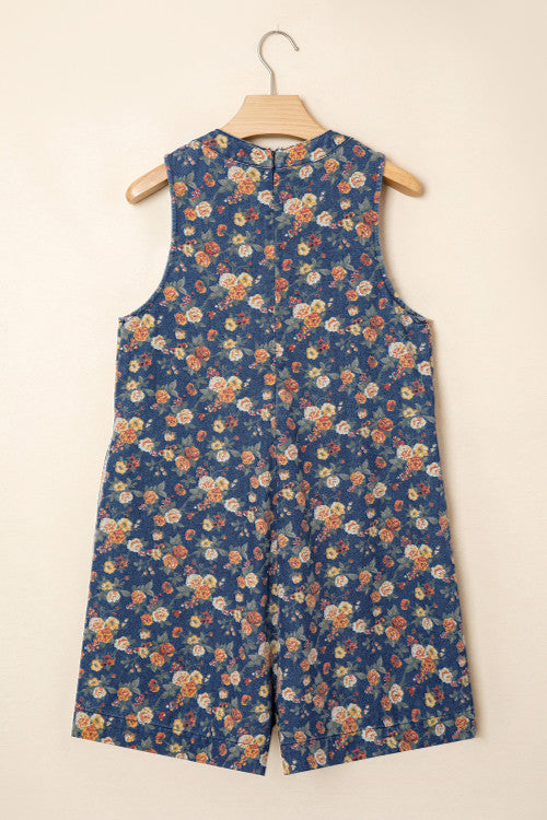 Retro Floral Pleated Romper
