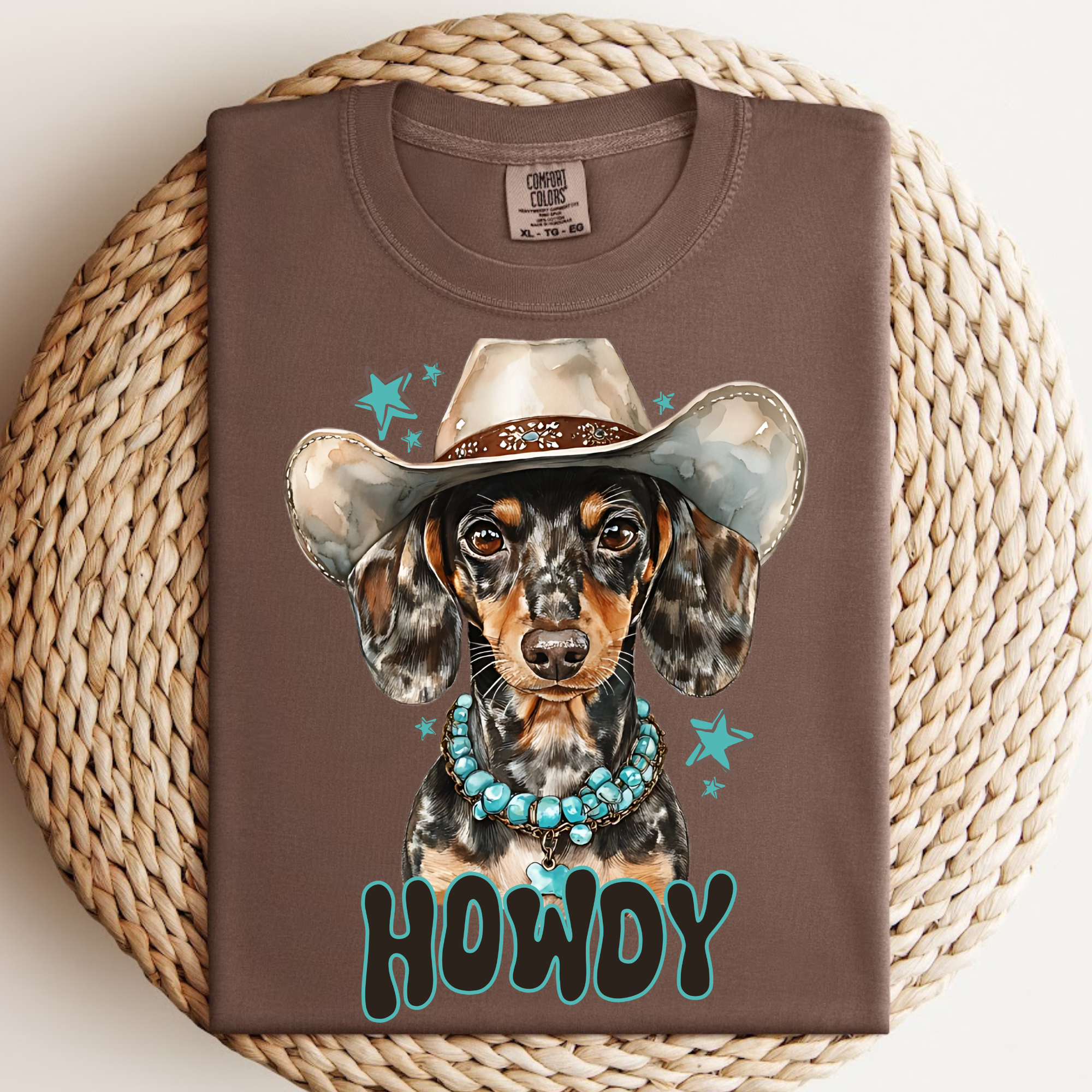 Howdy Cowboy Hat Dachshund Tee.