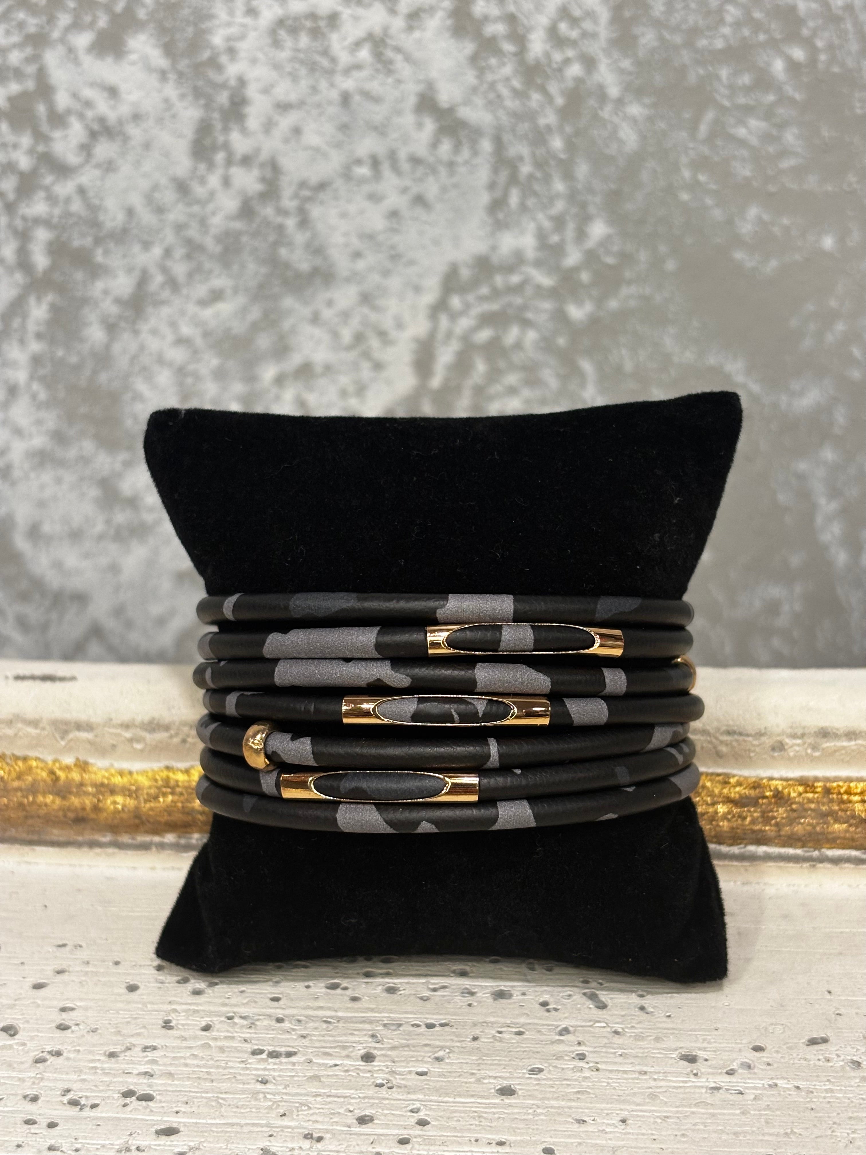 Magnetic Buckle Leopard Multi Bangle