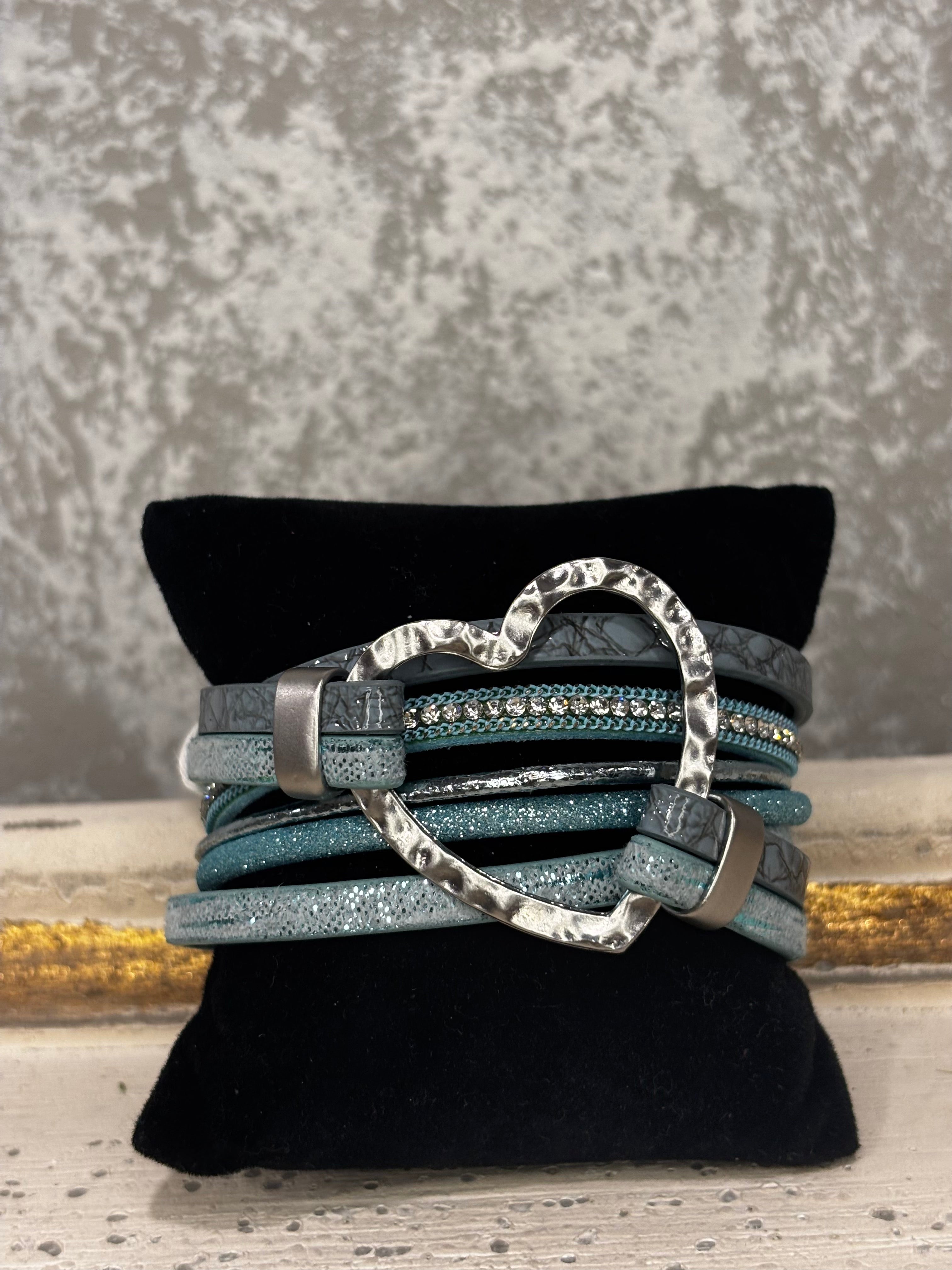 Heart Charm Leather Bracelet