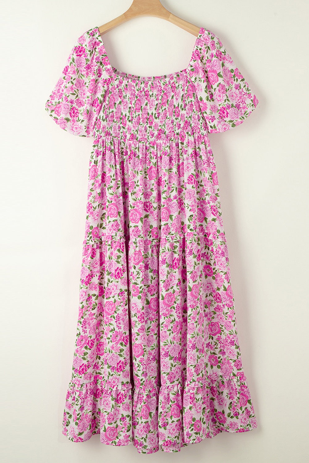 Pink Floral Puff Sleeve Maxi FB