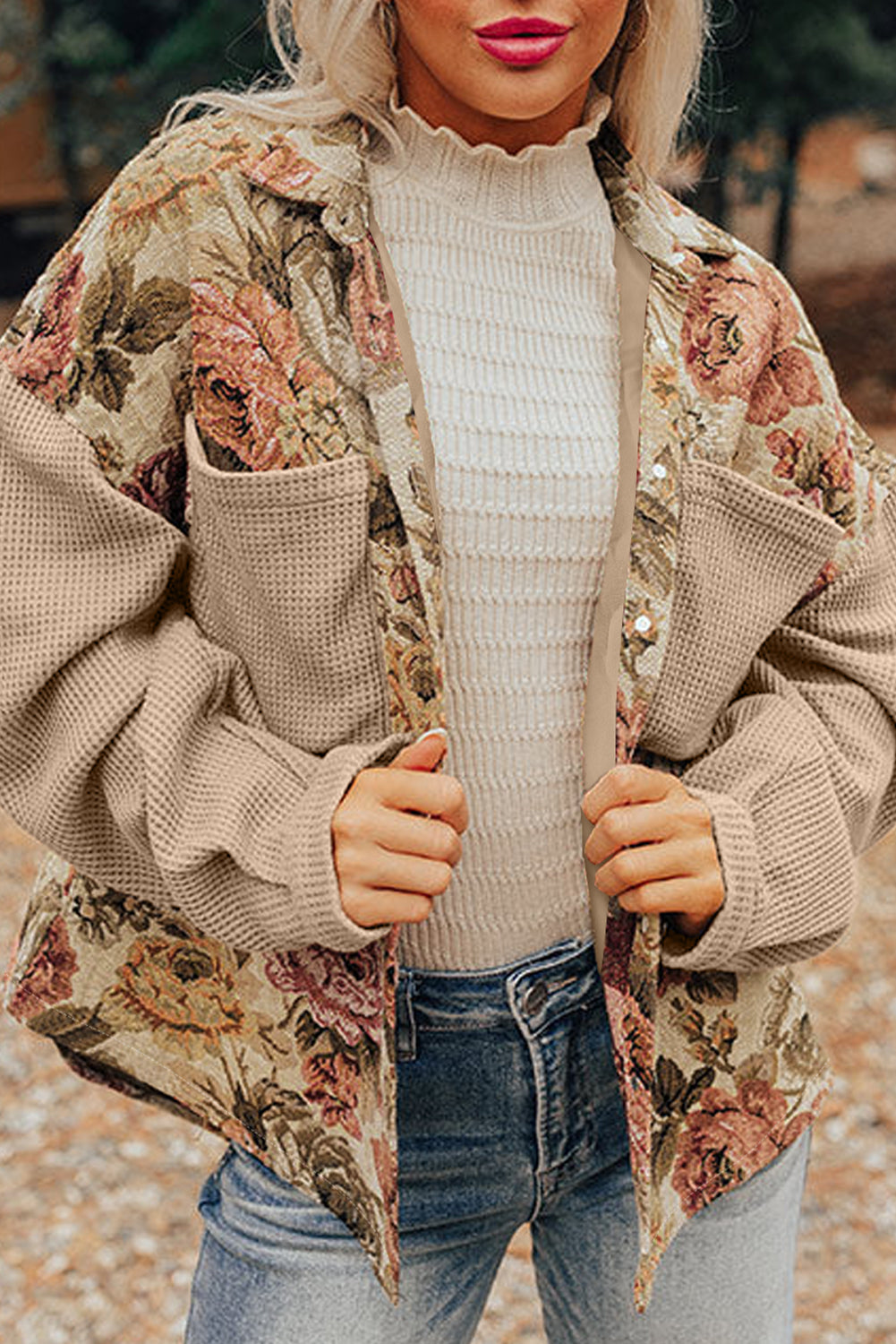 Khaki Floral Patchwork Jacket September.