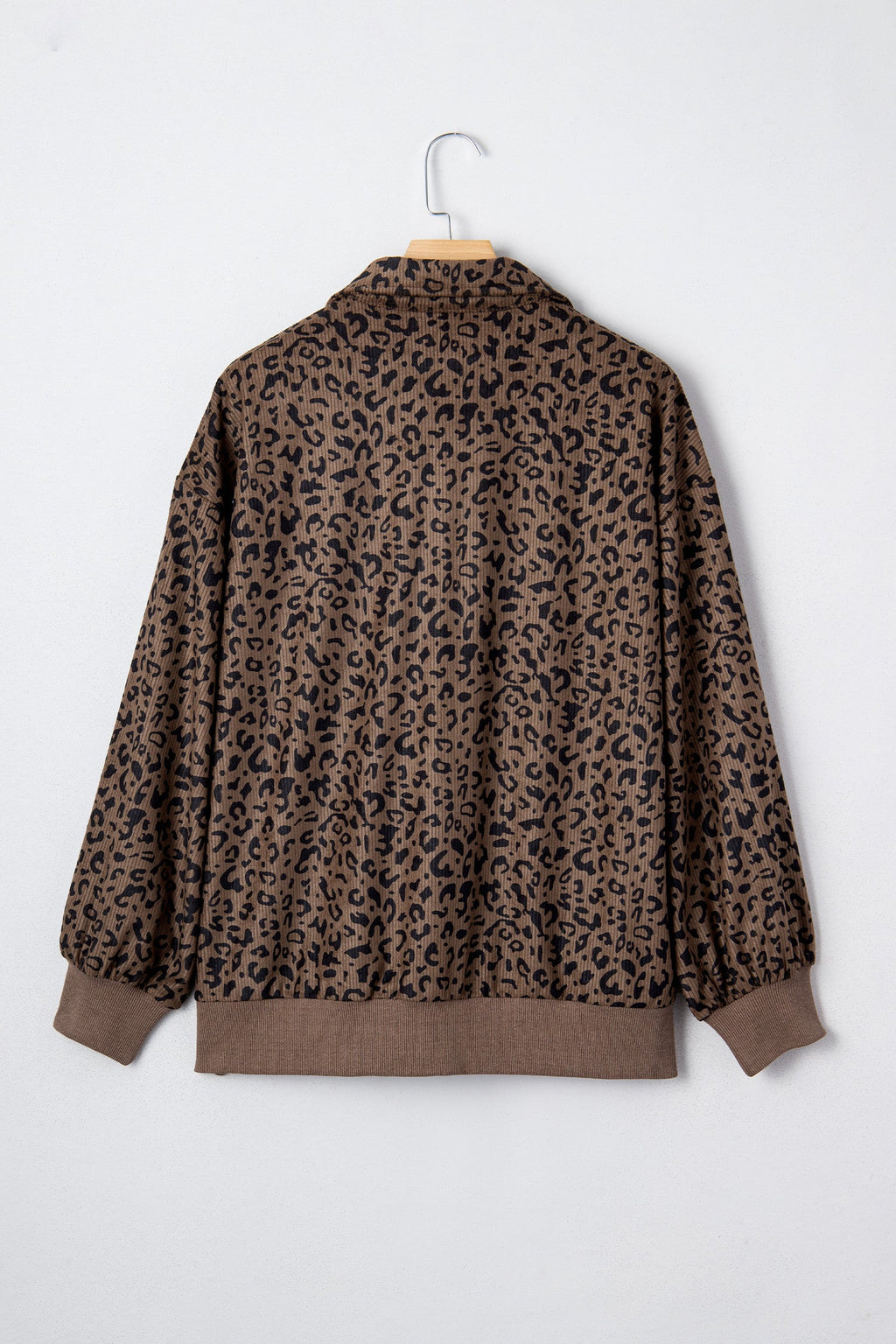 Leopard Corduroy Half Zip Pullover