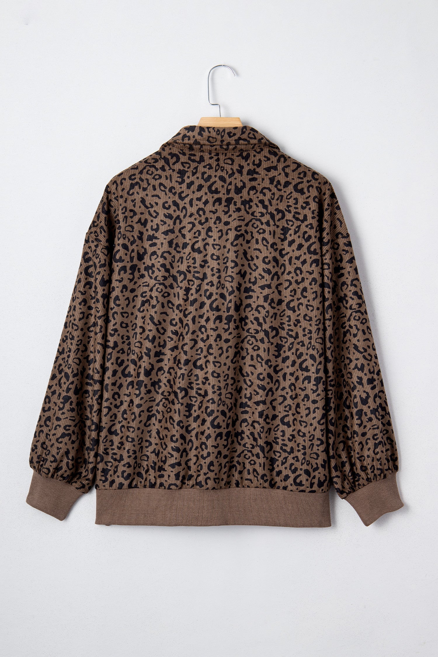 Leopard Corduroy Half Zip Pullover