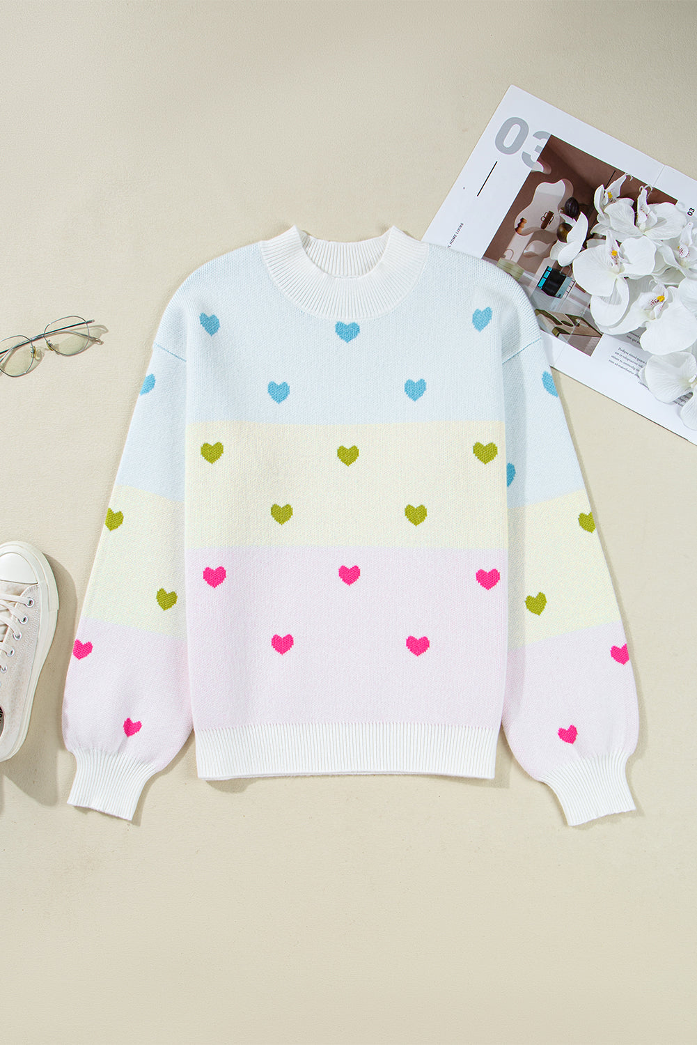 Multicolor Heart Knit Sweater September.