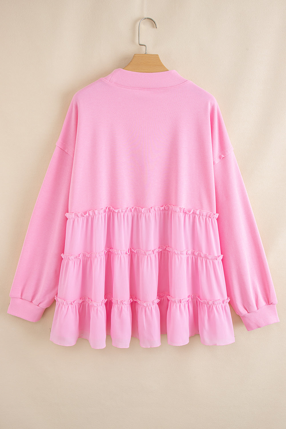 Pink Tiered Plus Size Blouse RTS
