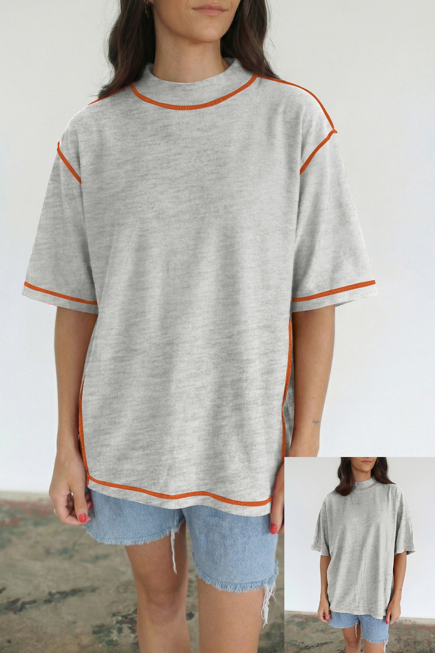 Reversible Contrast-Stitched Top