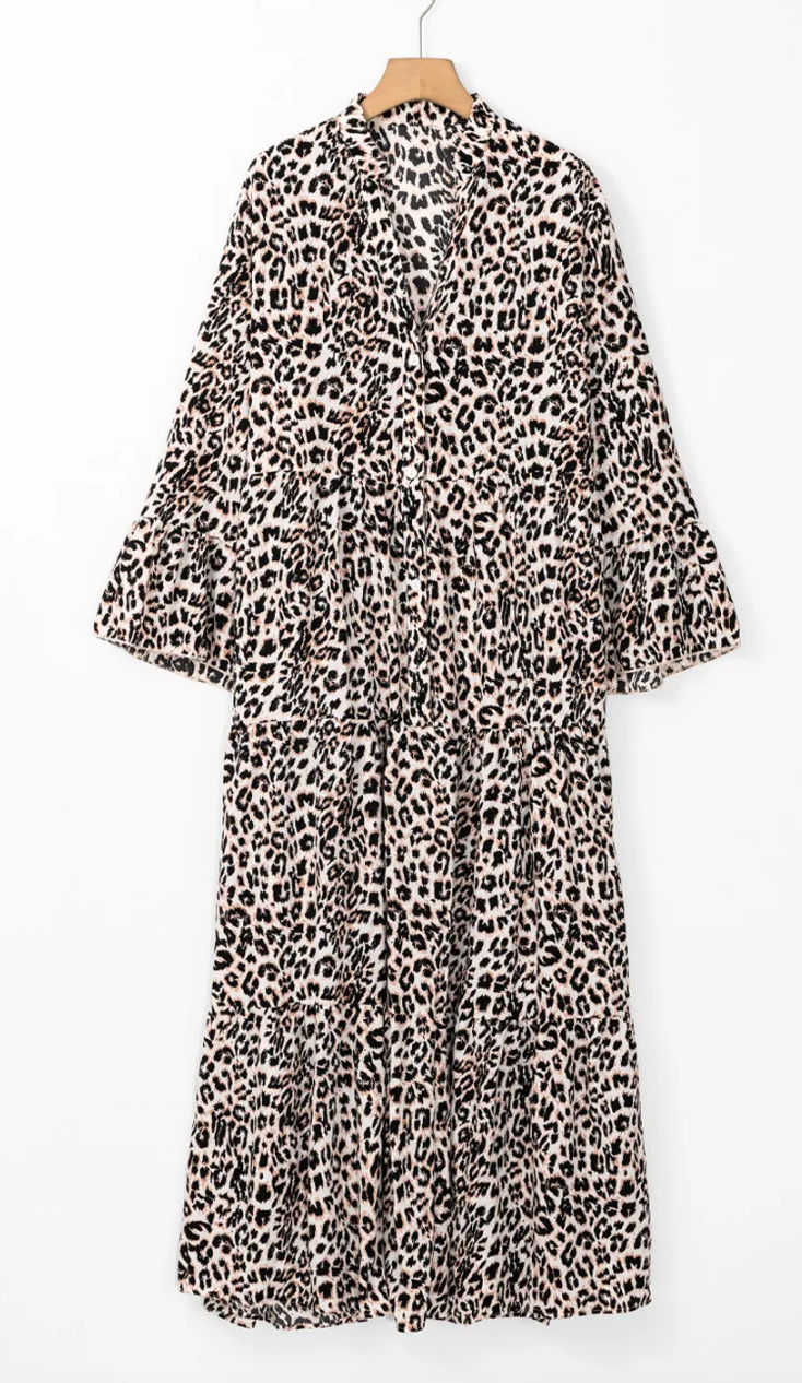 APRICOT LEOPARD MAXI DRESS-OOTD