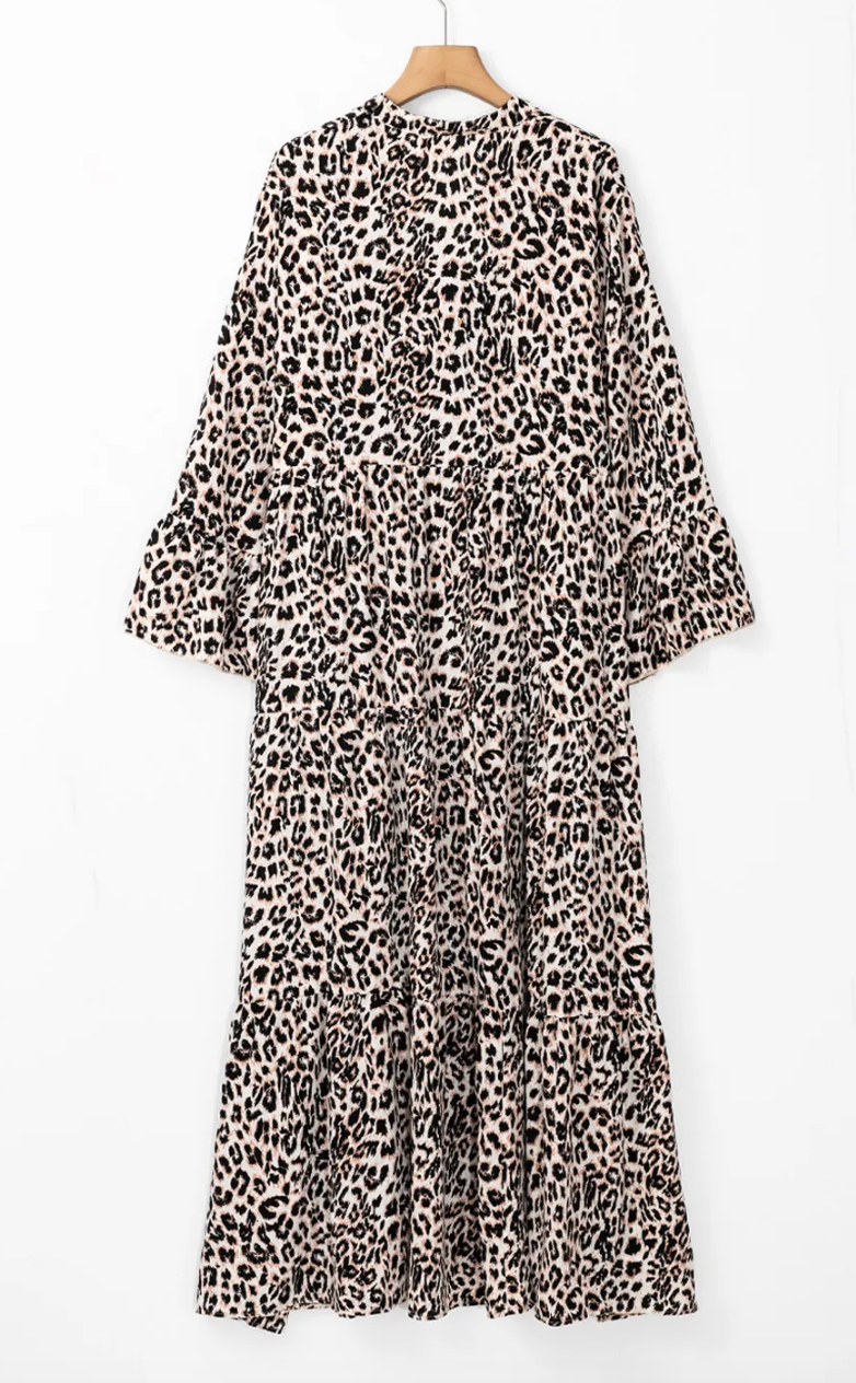 APRICOT LEOPARD MAXI DRESS-OOTD