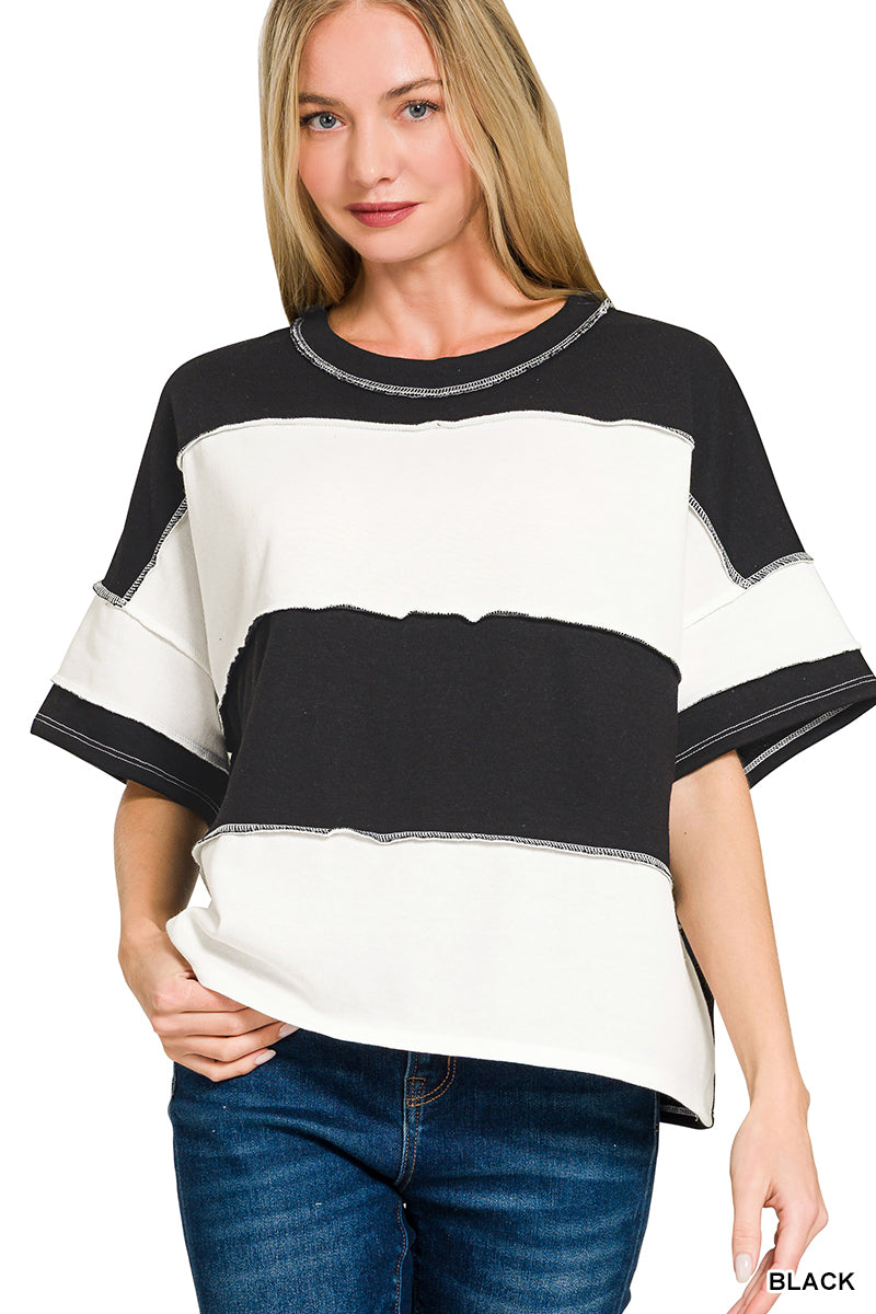 French-Terry Exposed Seam Top Zenana RTS