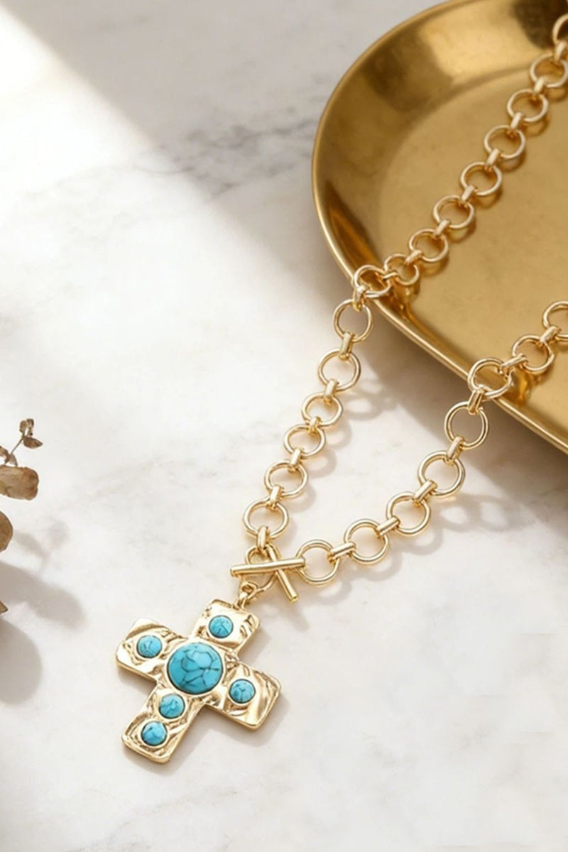 Notable Hammered Cross Necklace Zenana