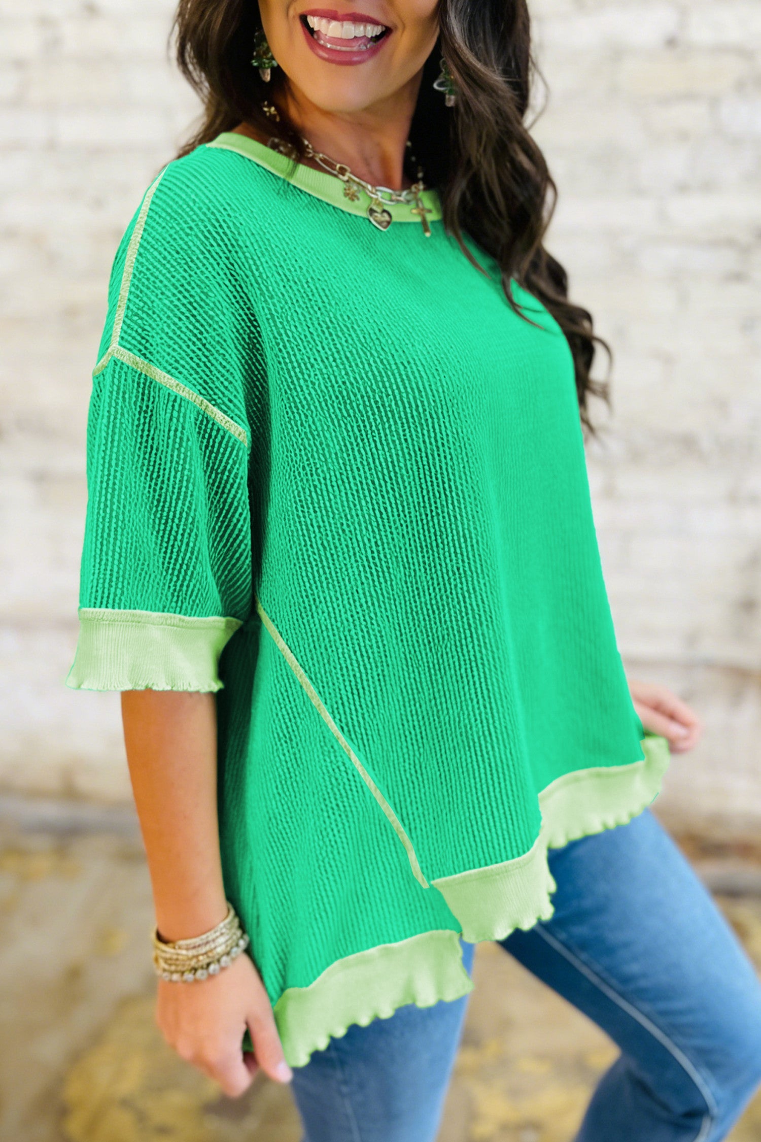 Mint Green Loose Rib Top